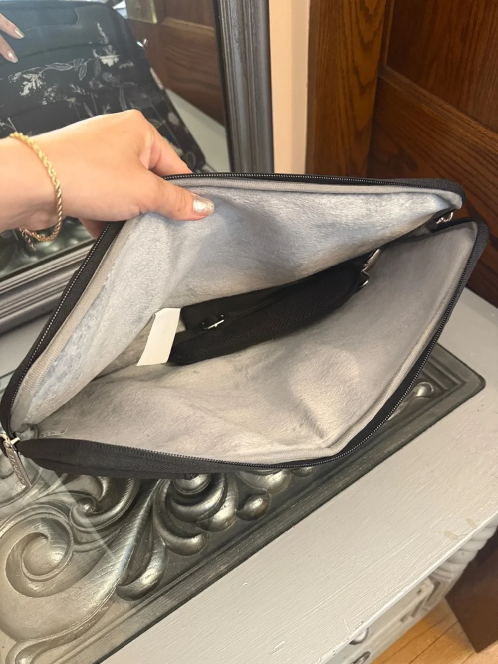 Mosiso 15.6” Botanical Black Floral Laptop Tote Crossbody Bag